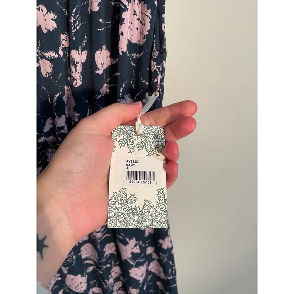 NWT Tuckernuck Hyacinth House Navy & Blush Abstract Floral Amanda Midi Dress XL‎ - Picture 13 of 14